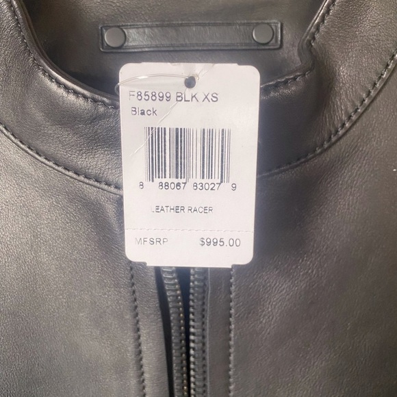 NWT Coach Outlet Black Leather Racer Jacket XS Timeless Classic Retail $995 - Picture 11 of 12